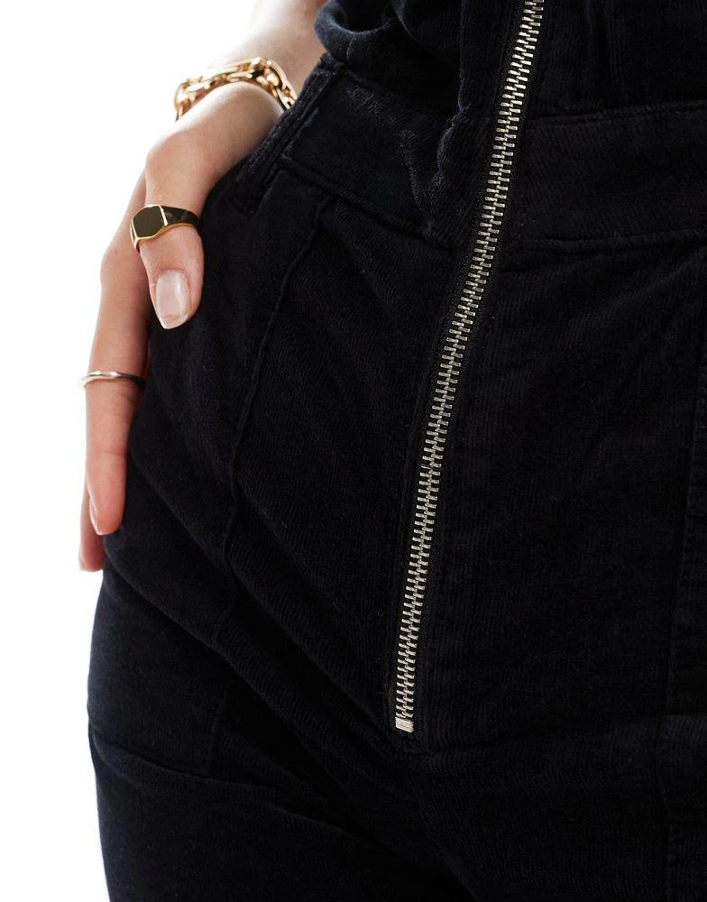 Mango Mango zip through denim jumpsuit in black 2
