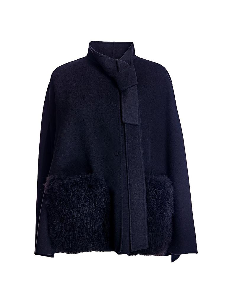 Maximilian Loro Piana Cashmere Cape with Cashmere Fur Pockets