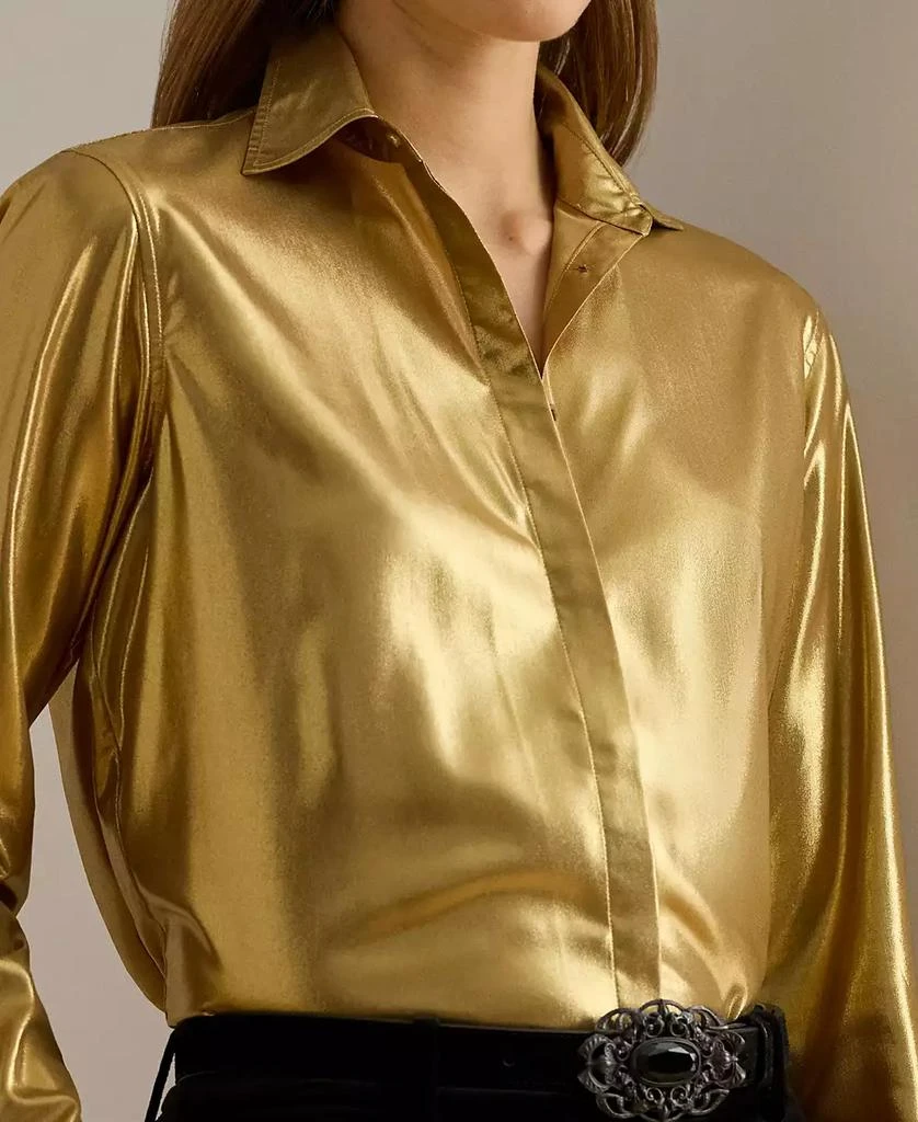 Ralph Lauren Women
s Classic Fit Metallic Chiffon Shirt 4