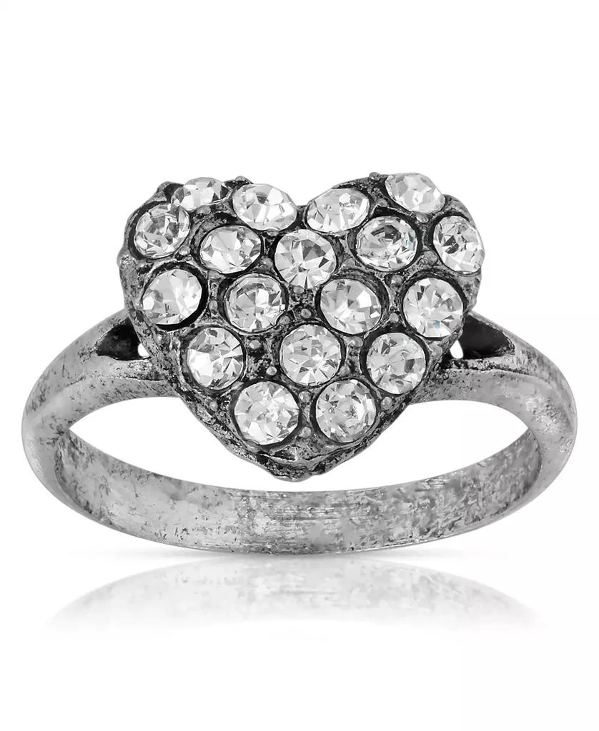 2028 Pewter Crystal Pave Heart Ring