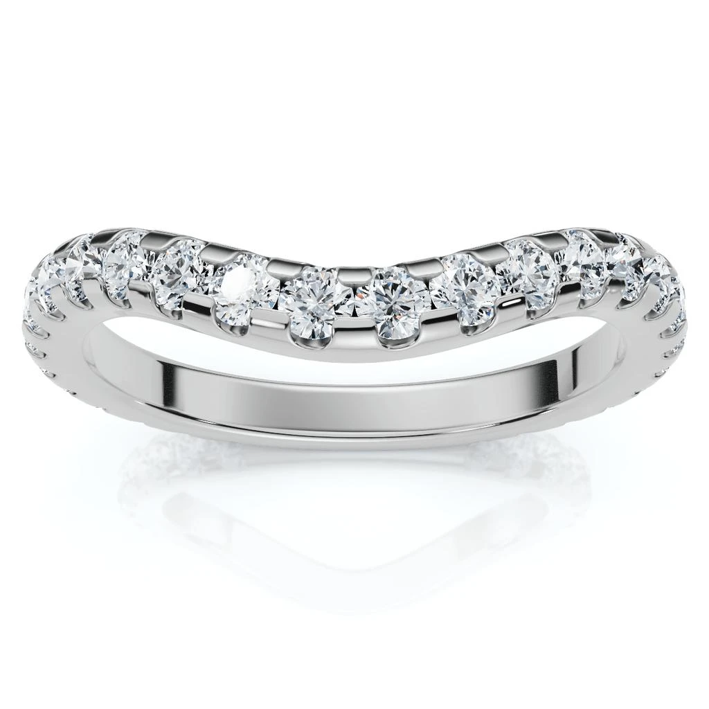 Pompeii3 3/4Ct Curved Pave Diamond Wedding Anniversary Ring 14k Gold Lab Grown