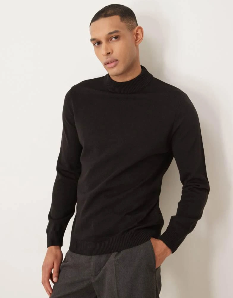 ASOS ASOS DESIGN knitted turtleneck long sleeve t-shirt in black 1