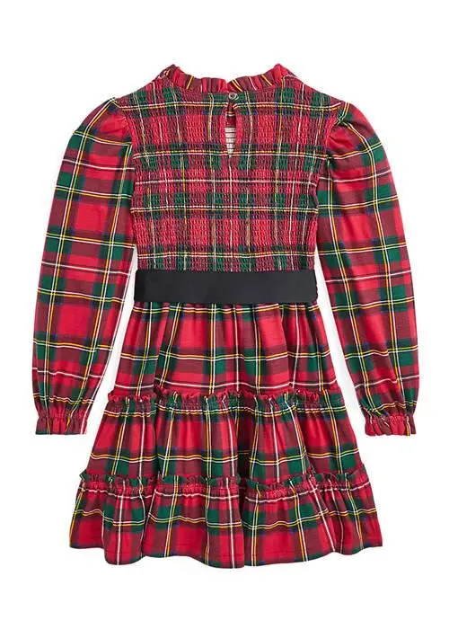 Ralph Lauren Girls 2-6x Plaid Smocked Cotton Jersey Dress 2