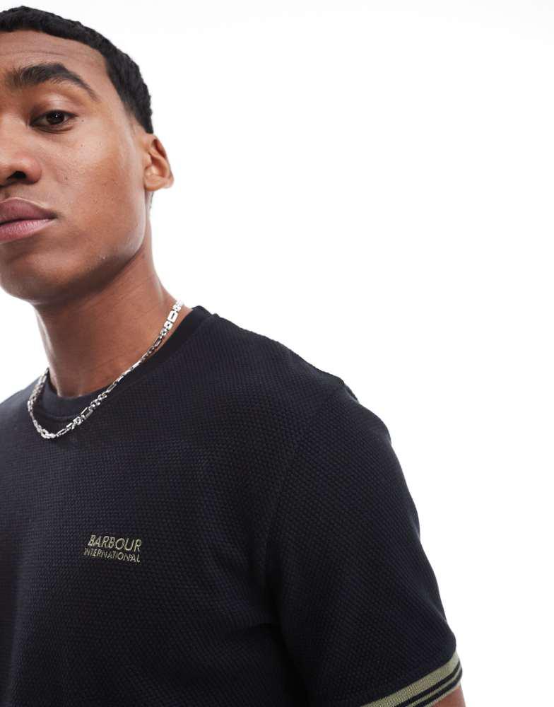 Barbour Barbour International Spencer textured tipped t-shirt in black