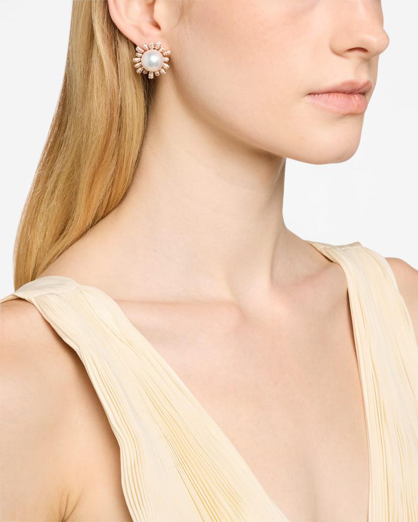 BELPEARL 18K Rose Gold South Sea Pearl Earrings with Diamonds