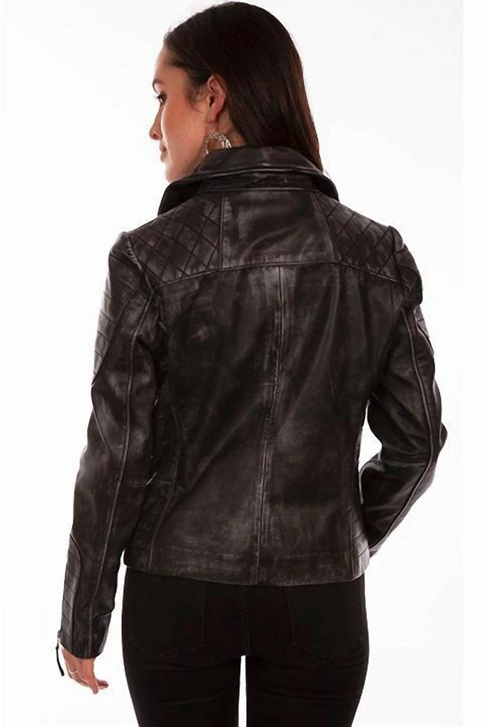Scully Washed Lamb Motorcycle Jacket In Black 3