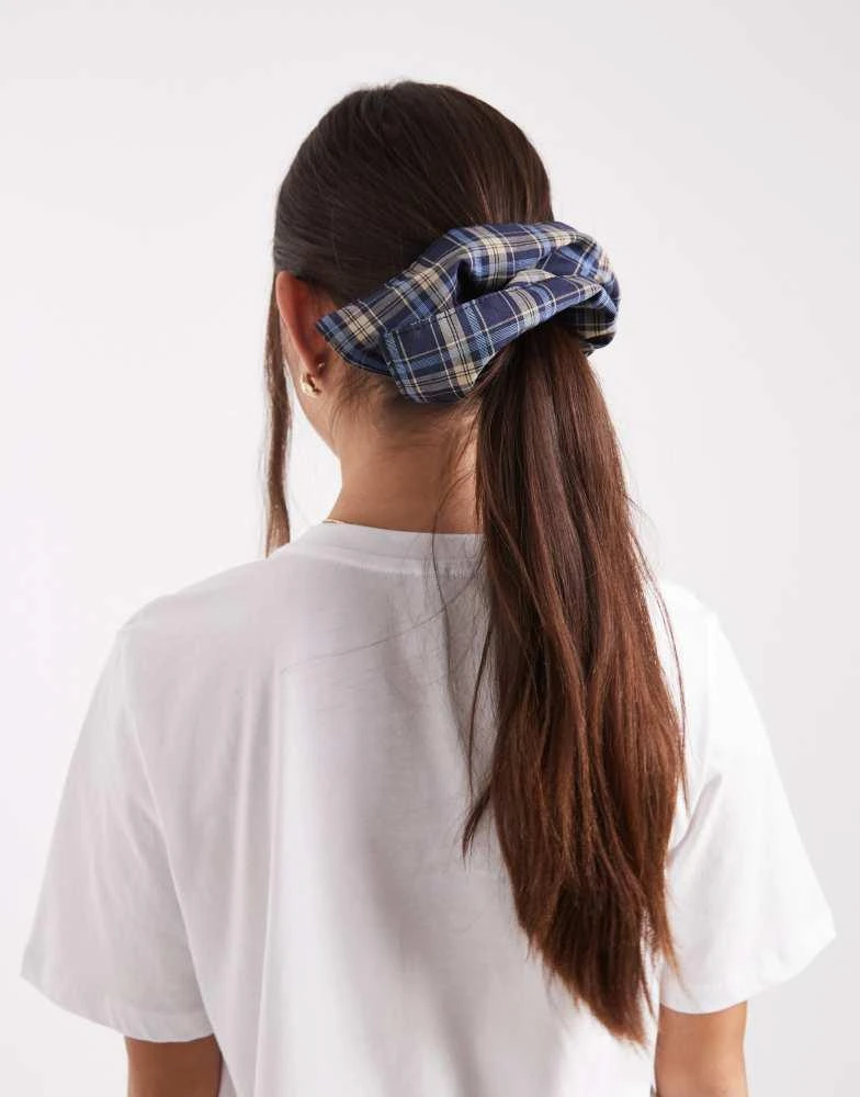 ASOS ASOS DESIGN handkerchief style scrunchie in blue tartan check