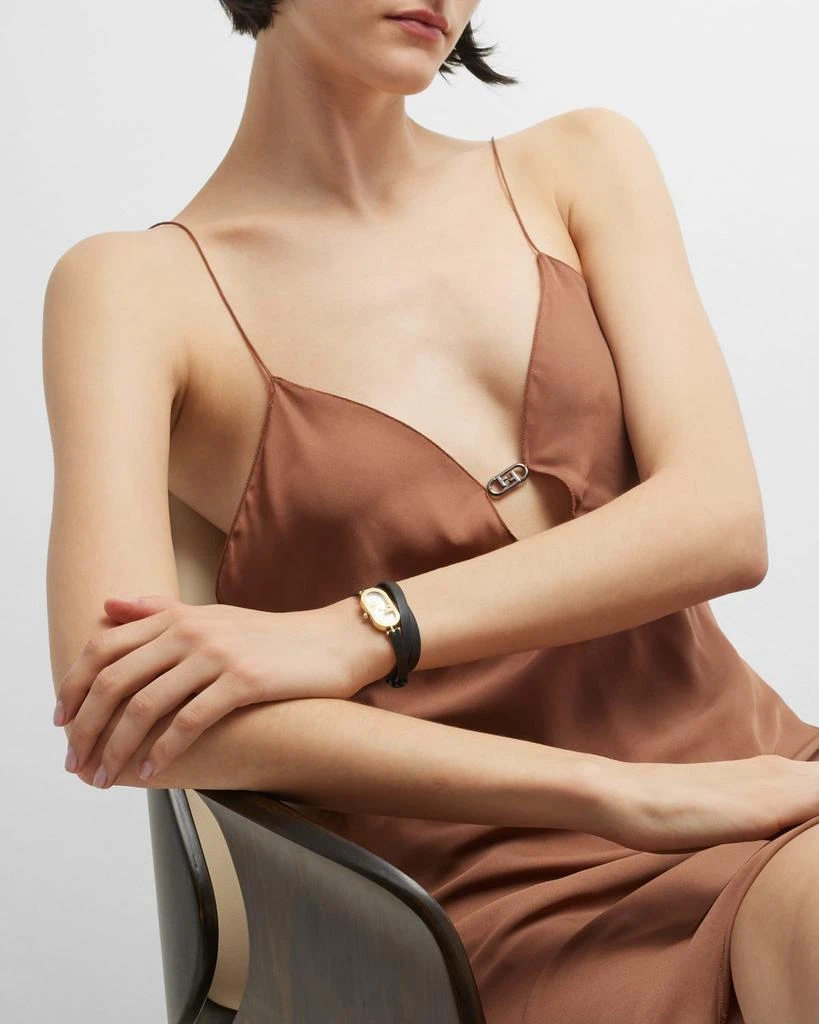 Fendi O'Lock Vertical Oval Calf Leather Wrap Watch 5