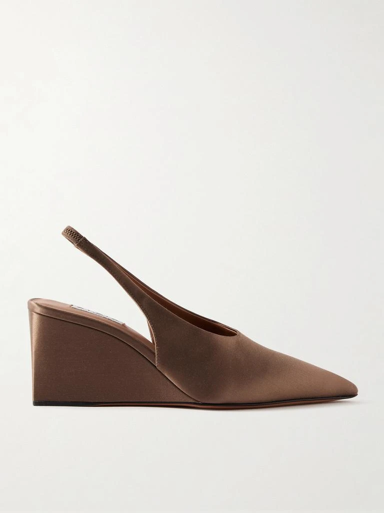 Alaïa Cube 75 Satin Slingback Wedge Pumps - Light brown - IT35
