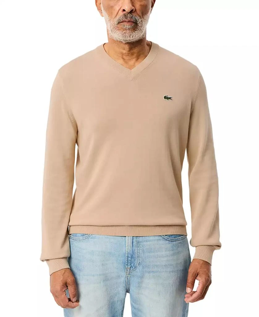Lacoste Men's Regular-Fit Solid V-Neck Sweater 1