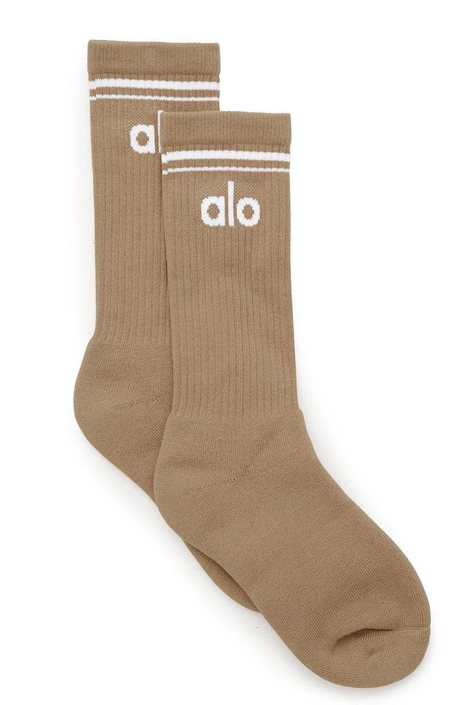 Alo Unisex Throwback Sock - Gravel/White 1