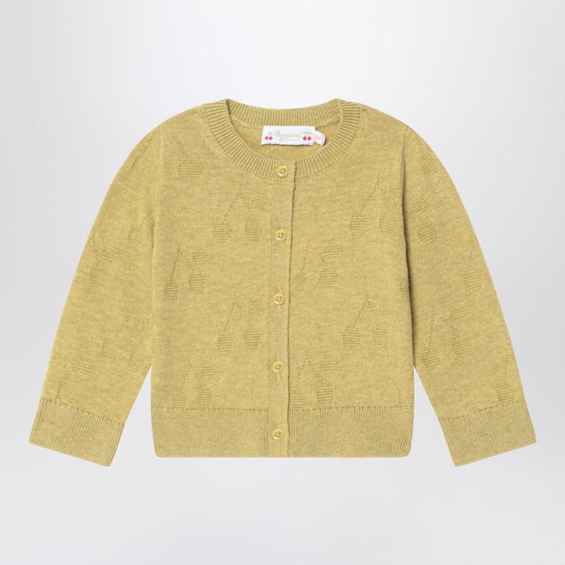 Bonpoint Pistachio green cardigan in wool and cotton