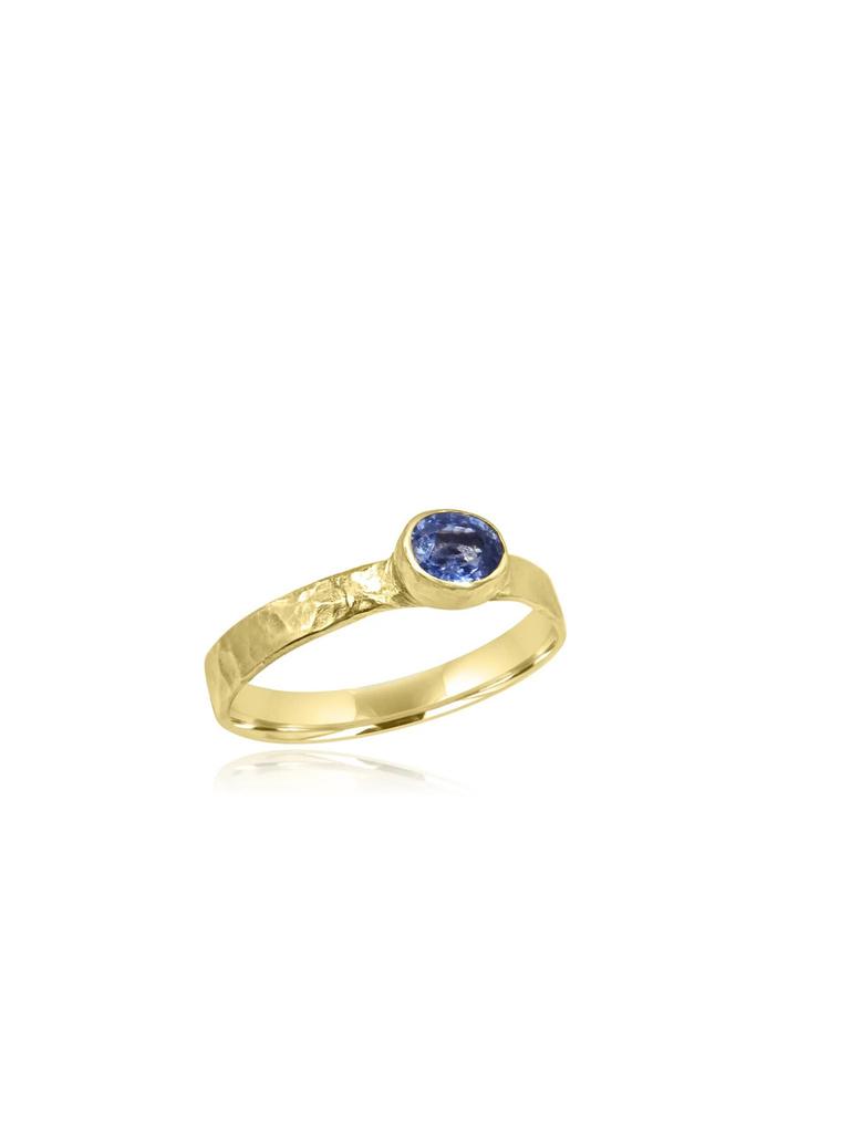 Mozafarian Oval blue sapphire ring.