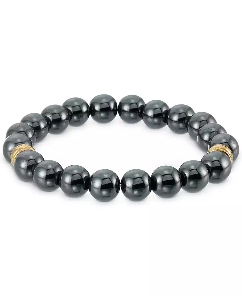LEGACY for MEN by Simone I. Smith Hematite Bead Stretch Bracelet in Gold-Tone Ion-Plated Stainless Steel 1
