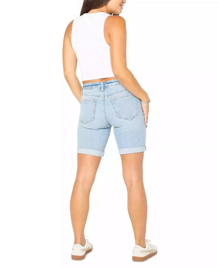 Celebrity Pink Juniors' Cuffed Hem Bermuda Denim Shorts 4