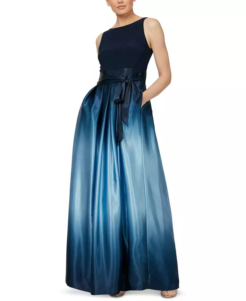 SL Fashions Ombré Satin Bow Sash Gown 1