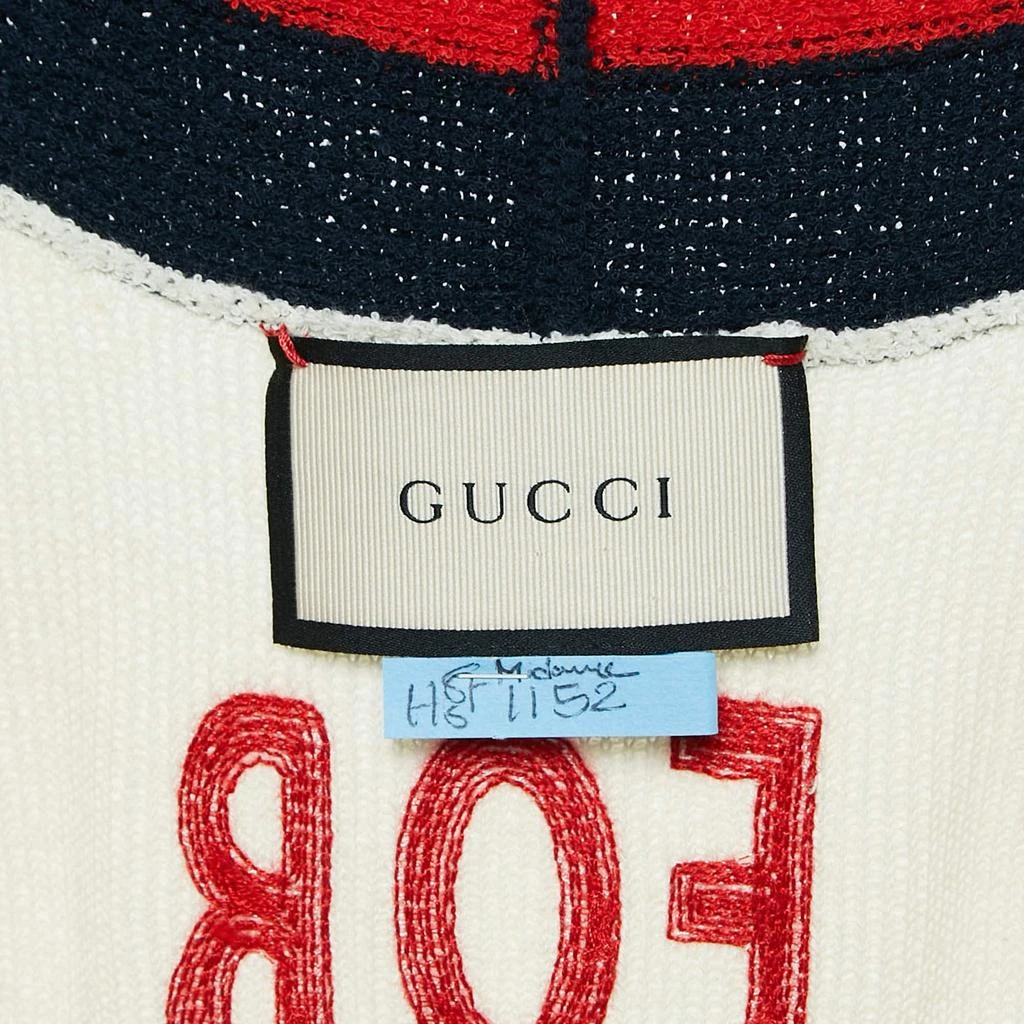 Gucci Gucci Cream Web Blind For Love Cotton Terry Tiger Embellished Cardigan M 5