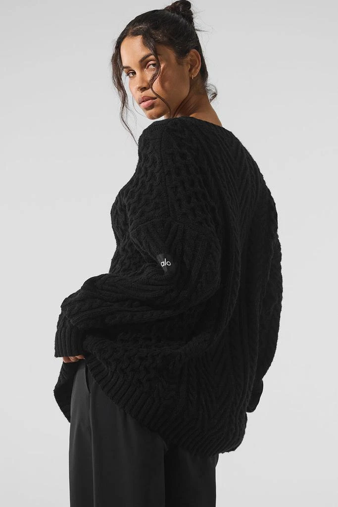 Alo Cable Knit Crew Neck Sweater - Black 2