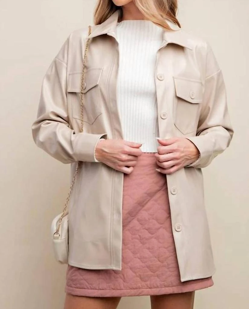 Edit by Nine Edit By Nine - Faux Leather Oversized Button Down Shacket 4
