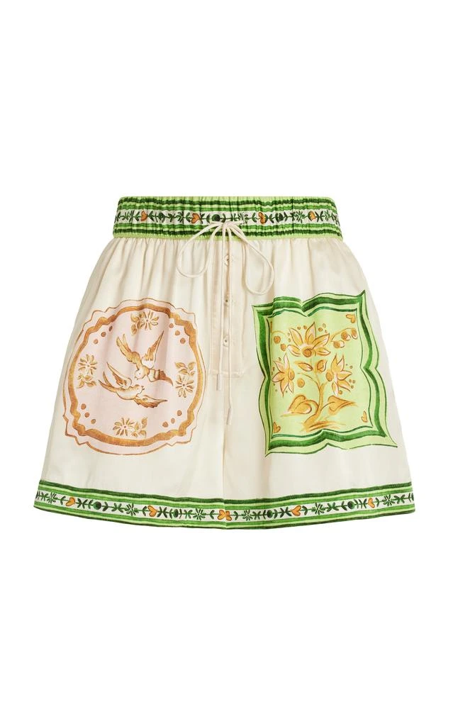 ALÉMAIS ALÉMAIS - Porcelain Printed Silk-Satin Shorts - Ivory - AU 14 - Moda Operandi 1