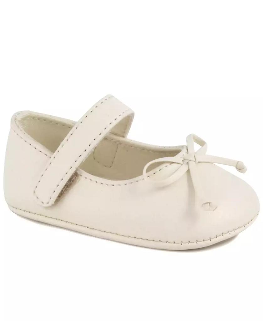 Baby Deer Baby Girl Leather-Like Skimmer with Spaghetti Bow Overlay