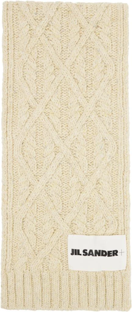 Jil Sander Beige Chunky Donegal Wool Cable Scarf 1