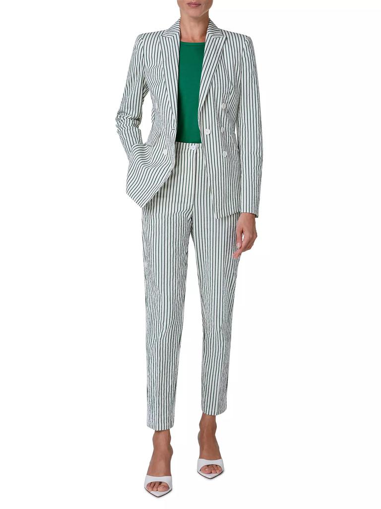 Akris punto Seersucker Striped Cotton-Blend Blazer