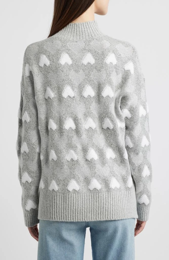 Bobeau Heart Jacquard Mock Neck Sweater 2