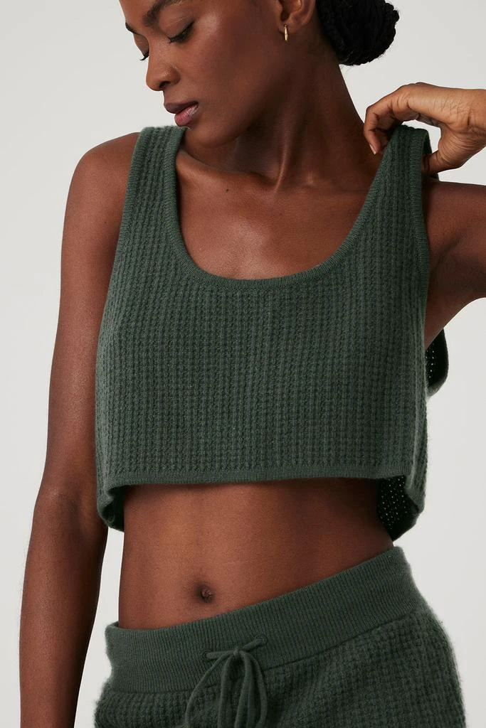 Alo Cashmere Plush Waffle Cropped Tank - Dark Cactus 4