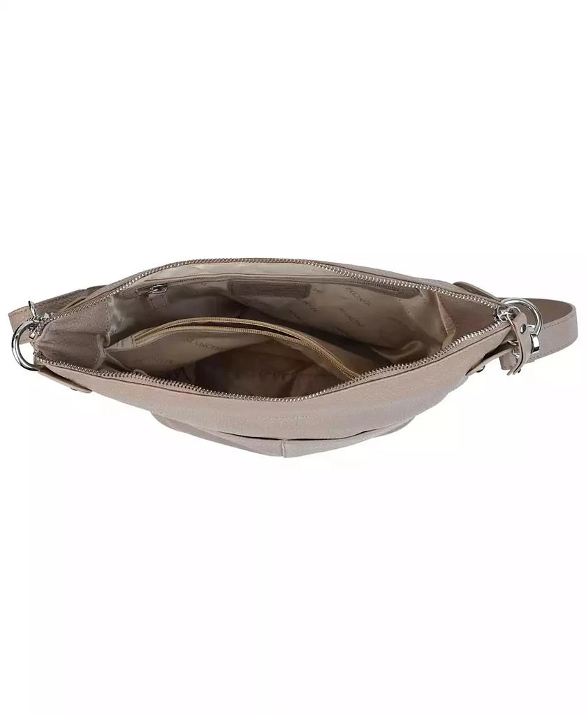 Mancini Leather Goods Pebbled Collection Susan Leather Crossbody Hobo Bag 4