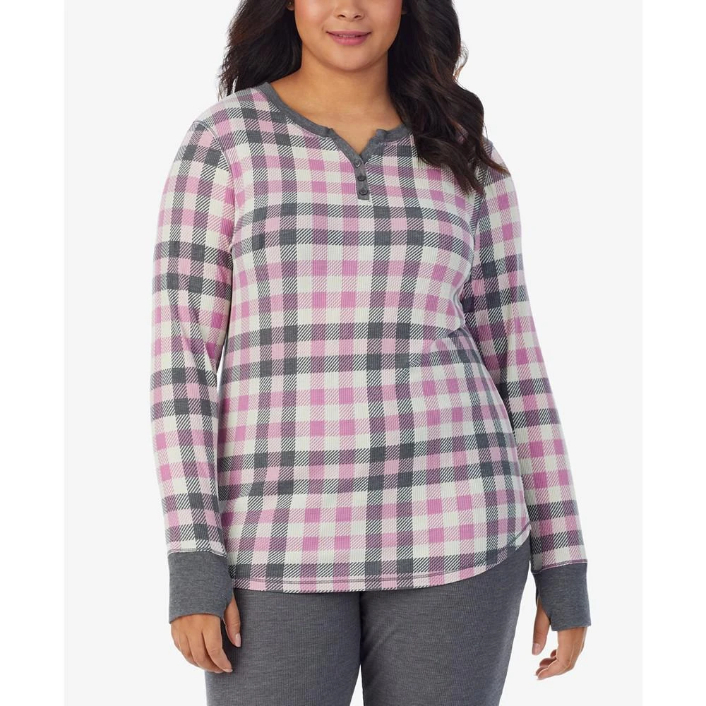 Cuddl Duds Plus Size Stretch Thermal Henley Top with Thumholes 2