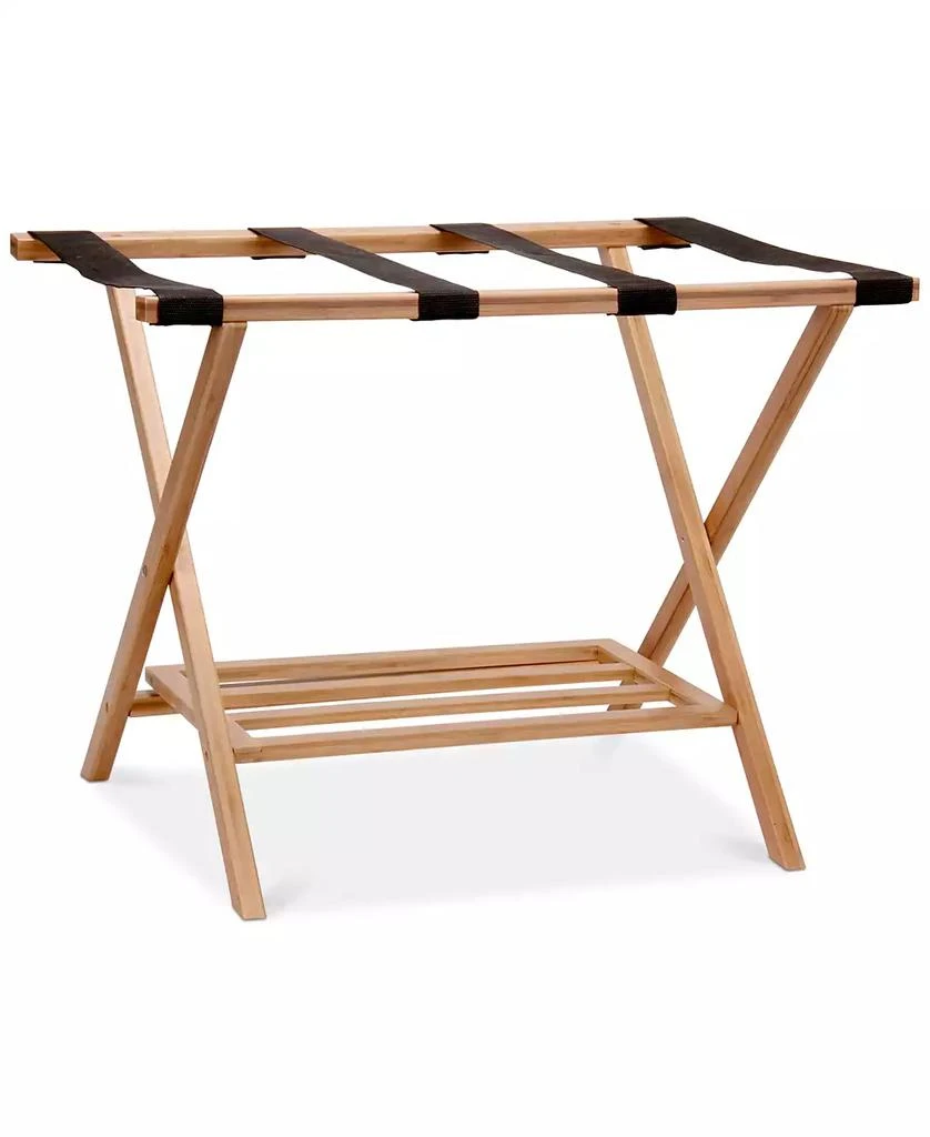Household Essentials Bamboo Luggage Rack with Tray 1
