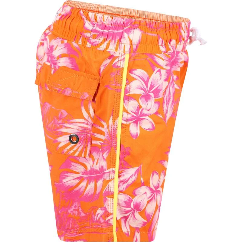 BANANA MOON Tropical leaves drawstring swimming trunks in orange 2