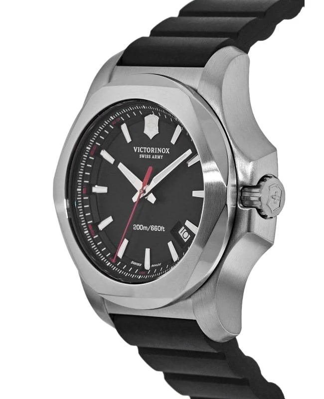 Swiss Army Victorinox Swiss Army I.N.O.X. Steel & Rubber Black Dial Black Rubber Men's Watch 241682.1 2