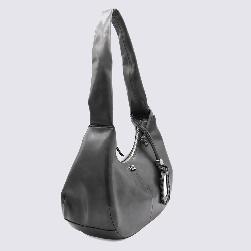 ショルダーバッグ・ポシェット GANNI BLACK LEATHER HOBO MEDIUM SHOULDER BAG Ganni Black Leather Hobo Medium Shoulder Bag – On Sale Now