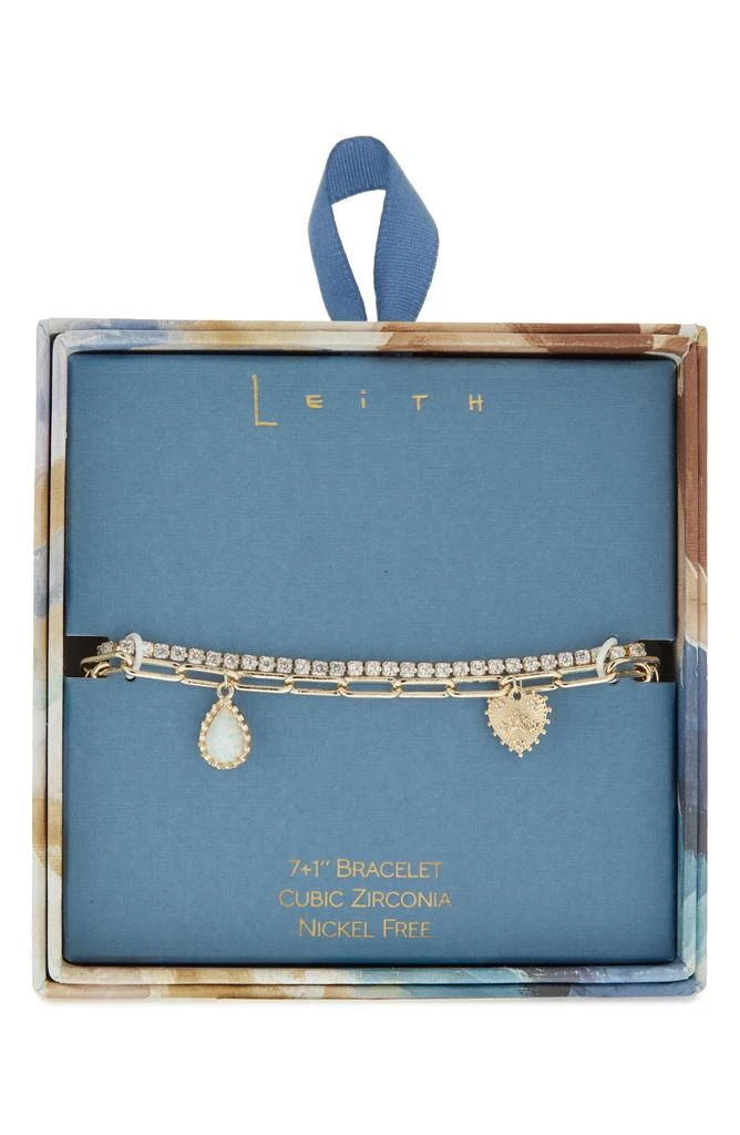 Leith Set of 2 Opal Charm 
Cubic Zirconia Tennis Bracelets