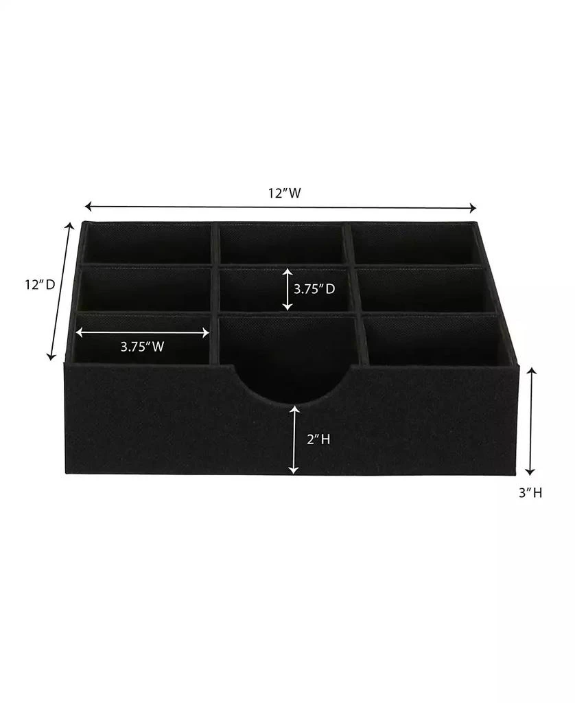 Household Essentials 9-Compartment Drawer Organizers, Pack of 2, Black Linen 2
