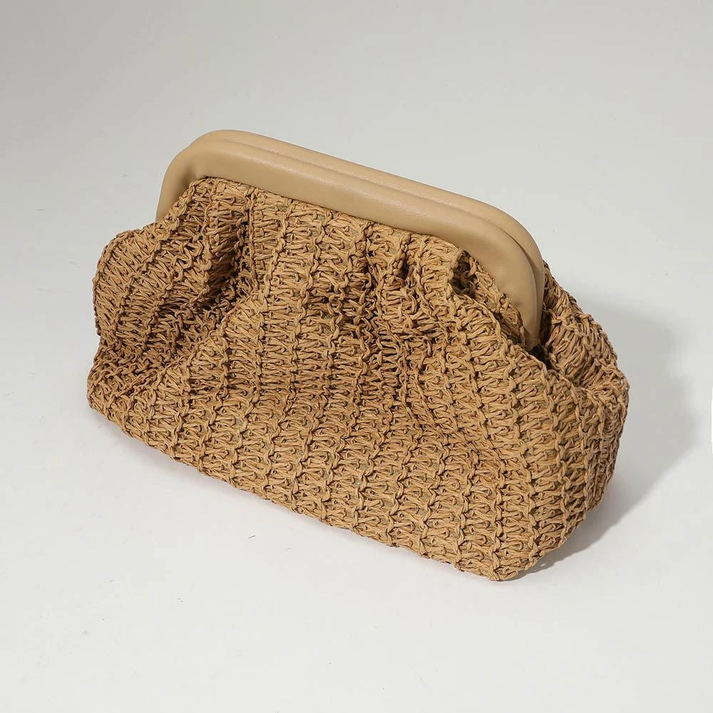 FASHNZFAB Woven Raffia Clutch Purse Bag / Crossbody Bag