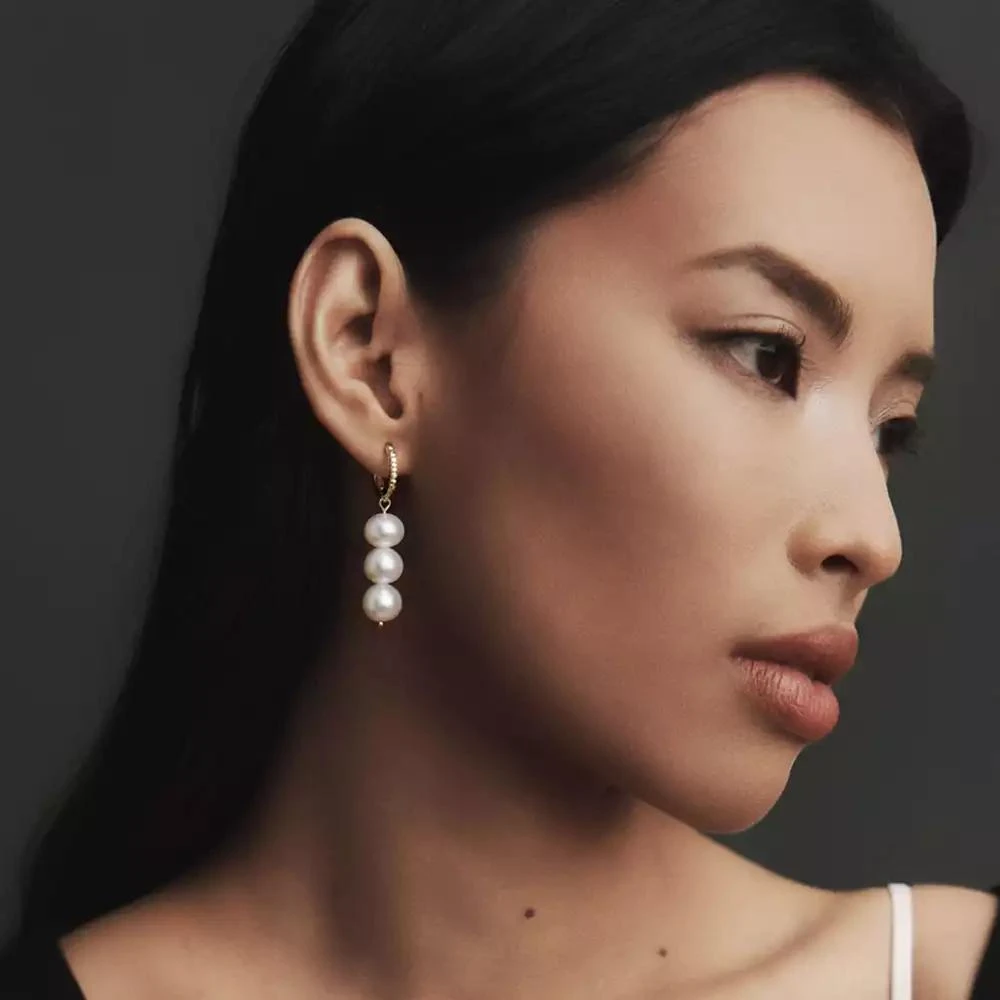 Joey Baby 18K Gold Plated Brass with Freshwater Pearl - Maja Earrings For Women 2