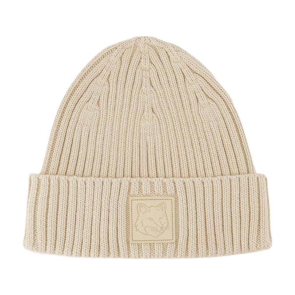 帽子 Maison Kitsune BOLD FOX HEAD BEANIE BOLD FOX HEAD PATCH RIBBED BEANIE | Maison Kitsuné
