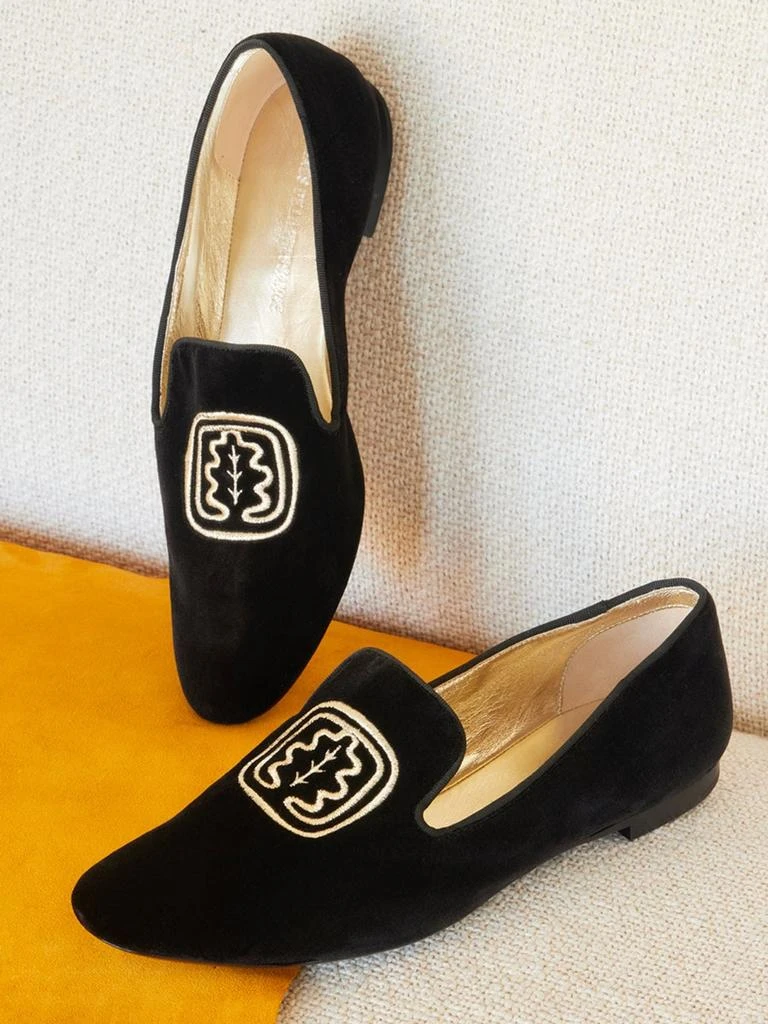 INES DE LA FRESSANGE Black velvet embroidered loafers 7
