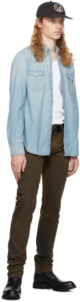 RRL Blue Slim Fit Chambray Western Shirt 4