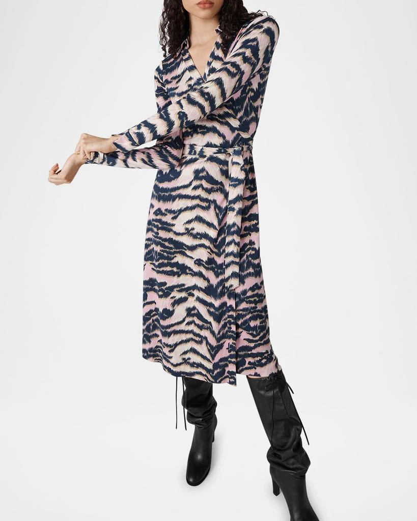 Diane von Furstenberg Abigail Tiger-Print Midi Wrap Dress 6