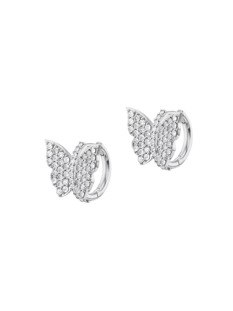 Sheryl Lowe Sterling Silver & 1.40 TCW Diamond Butterfly Huggie Hoop Earrings 1