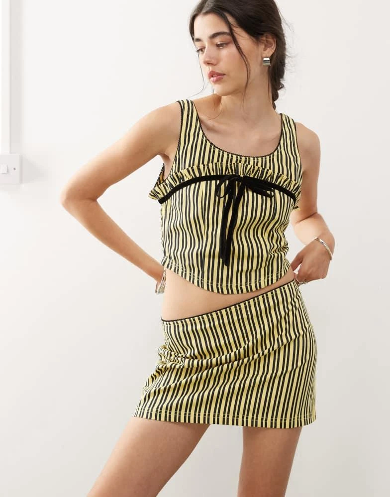 COLLUSION COLLUSION striped mini skirt  co-ord in yellow stripe 3