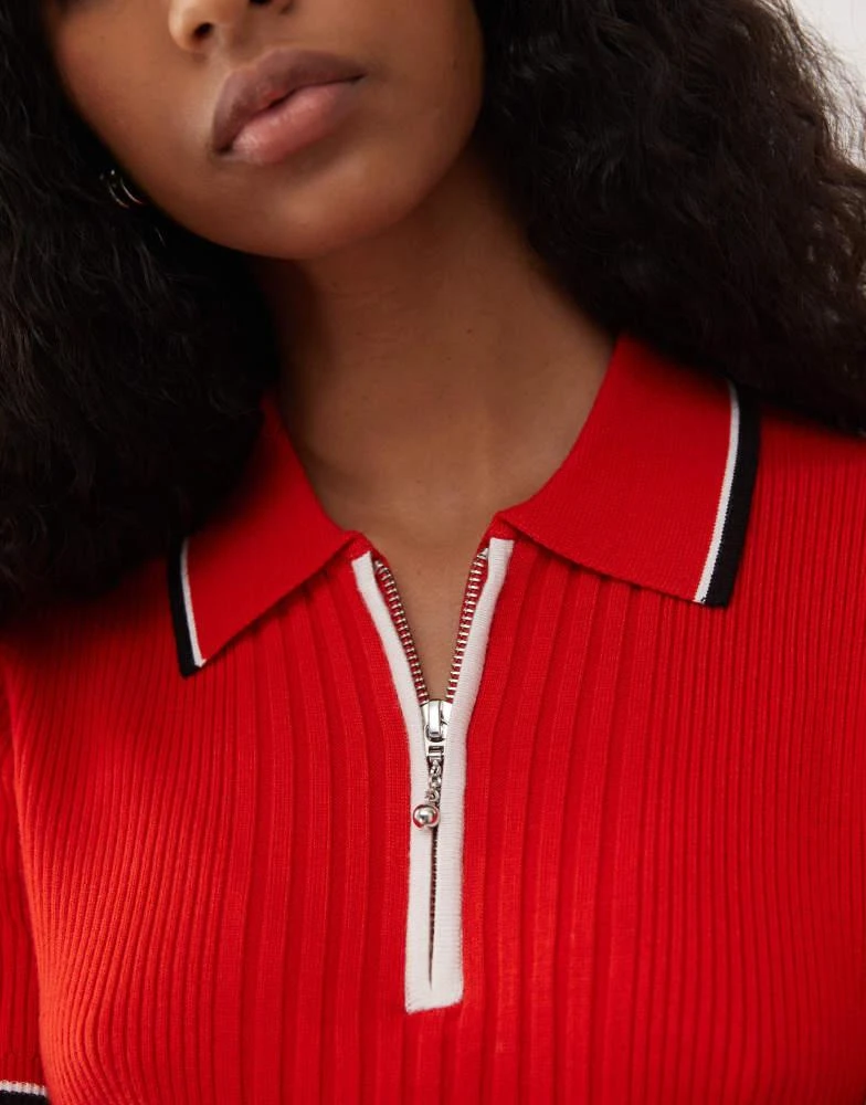 Wrangler Wrangler quarter zip polo in red and black 3