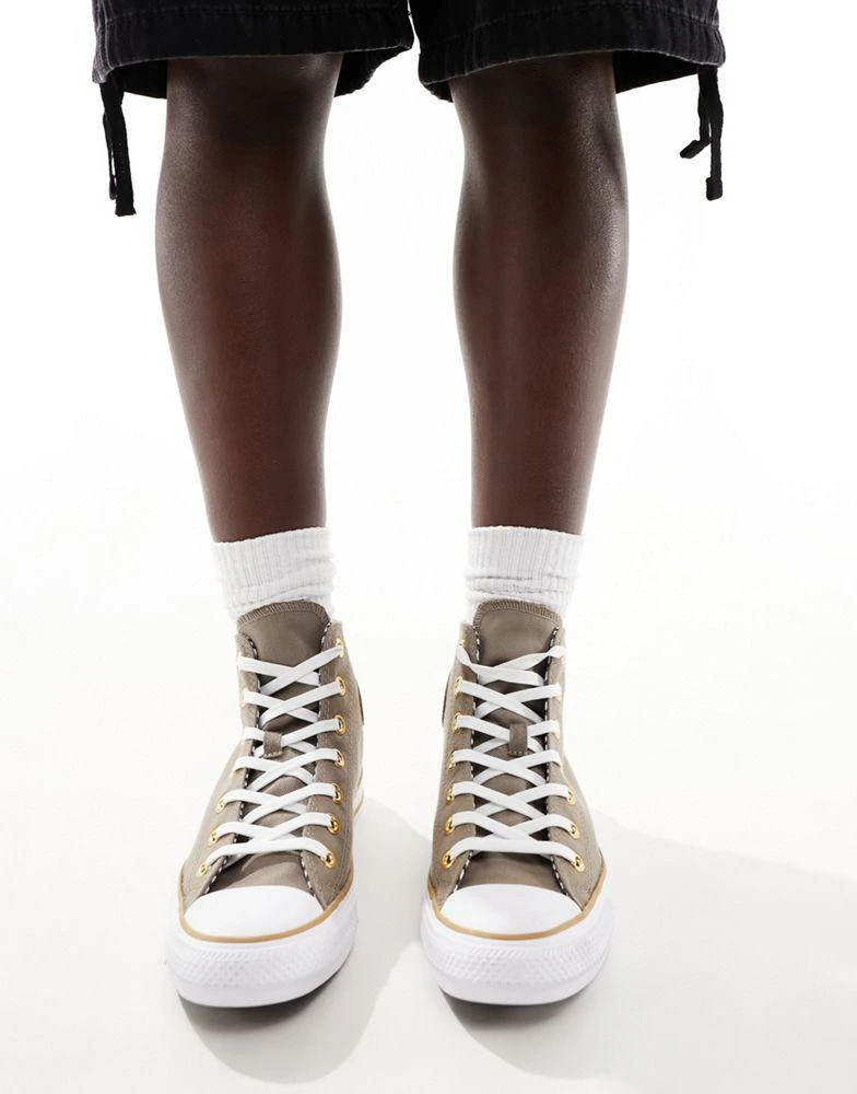 Converse Converse Chuck Taylor All Star Hi twill trainers with gold details in brown 2