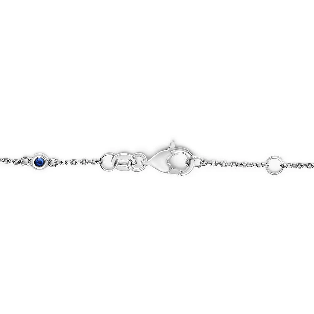 Haus of Brilliance 14K White Gold Alternating Blue Sapphire and White Diamond Bezel Station Chain Bracelet 2
