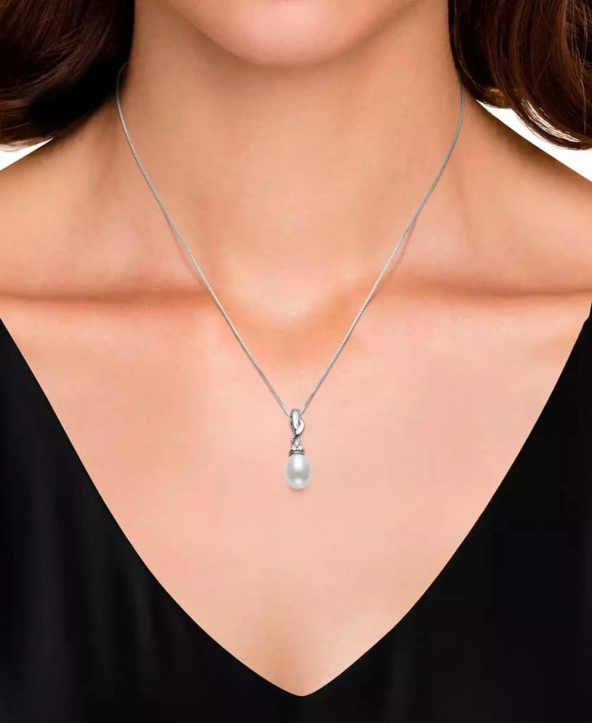 Belle de Mer Cultured Freshwater Pearl (7-8mm) & Lab-Created Sapphire (3/8 ct. t.w.) 18" Pendant Necklace in Sterling Silver 2