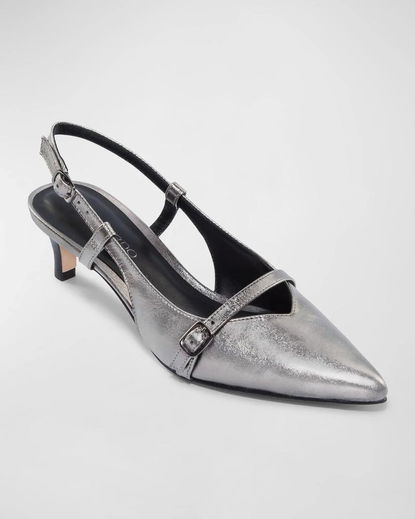 Bernardo Marietta Metallic Kitten-Heel Slingback Pumps 2